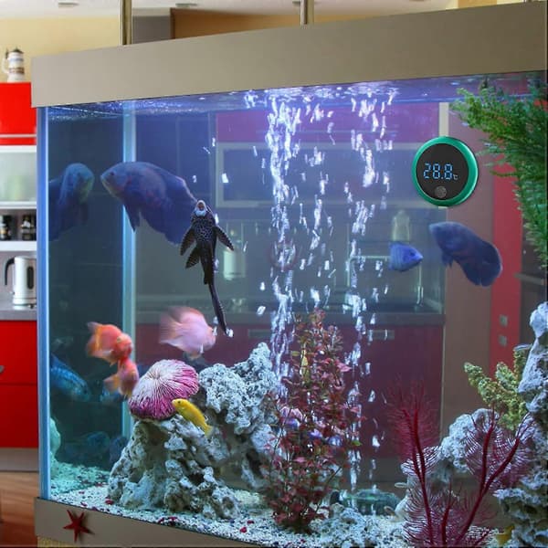 Trådløs højpræcisions LCD digitalt termometer, med LED digitalt display, mini vandtermometer til dekoration til terrarium