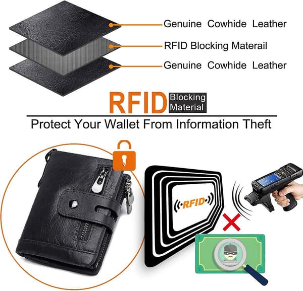 Herre Pung RFID-Blokering Ægte Læderpung Med Lynlås