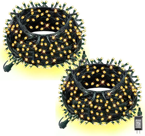 Lyslenke med 200 LED-lamper, 20 meter lang, for julebelysning Varmhvit Warm White 400 LEDs