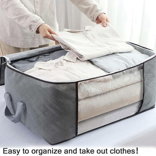 Clothing Storage Bag Large Capacity Clothing Storage Bag Thick Breathable Fabric Foldable Underbed Container-3 Piece Series