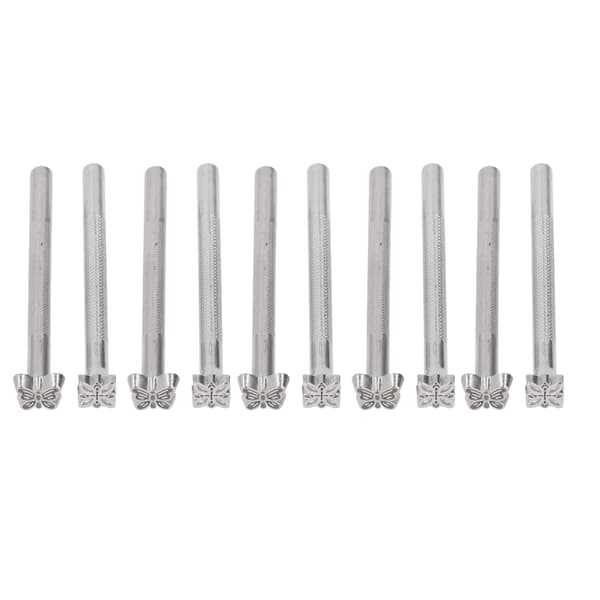 10 Pieces Leather Stamping Tools 2 Sizes Butterfly Print Pattern High Hardness DIY Leather Printing Punch with Non-Slip Handle