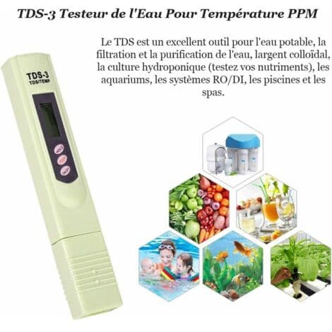 TDS-3 Drinking Water Quality Tester Digital Temperature PPM Pen Analyzer for Drinking Water, Hydroponics, Aquariums, Swimming Pools and Spas