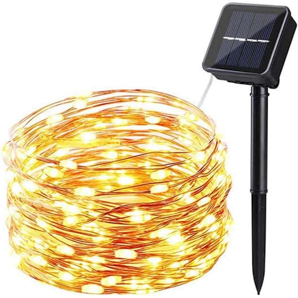 20M 200 LED Solar String Lights Outdoor Waterproof Copper Wire String Lights 8 Flashing Patterns LED Christmas Tree String Lights Warm White