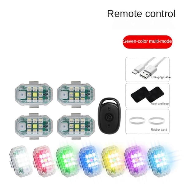 Motorcycle Strobe Light LED Flash Anti-Collision Warning Light Car Bicycle Waterproof Wireless Remote Control