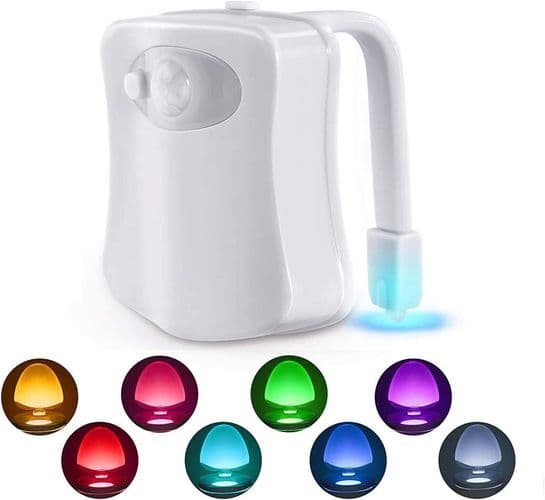 Toalett nattlampe, LED nattlampe med bevegelsesdeteksjon, 2 moduser, 8