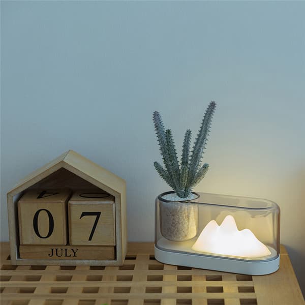 Fjellfarger Bordlampe Plantebordlampe Mini Potteplante Stemningslys Grå