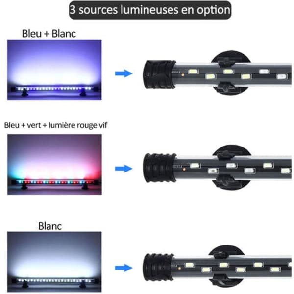 Aquarium Lamp LED Submersible Underwater Lighting, model: White light 58cm US - model: White light 58cm US