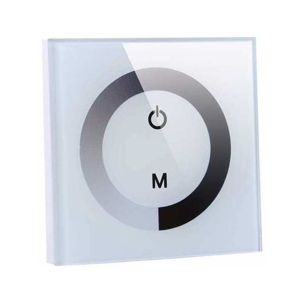 Wall Mounted Touch Light Switch, LED Light Dimmer Brightness Control, Single Color Touch Panel for LED Strip Light Controller DC 12V-24V (White)
