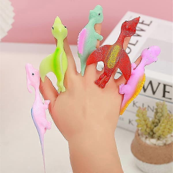 10 stk. sprettert Dinosaurfingerleker Flyspill Stresstolerant Elastisk