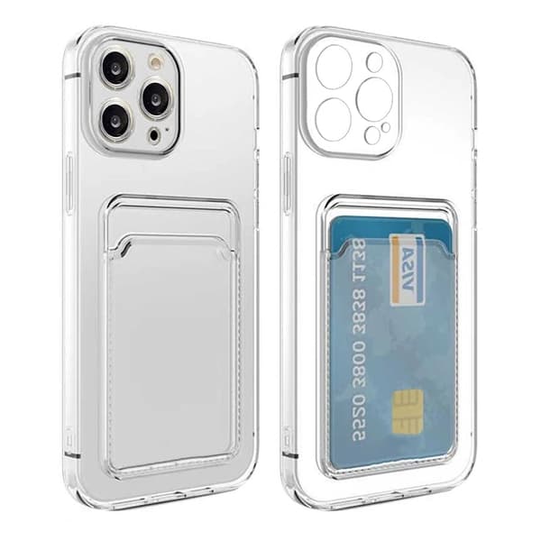 iPhone 15 Pro Støtsikkert deksel med kortholder - Transparent Transparent transparent Transparent transparent