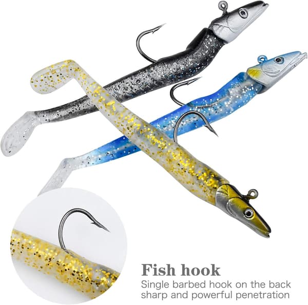 5 stk. havfiskeblink, 11 cm bløde fiskeblink med T-