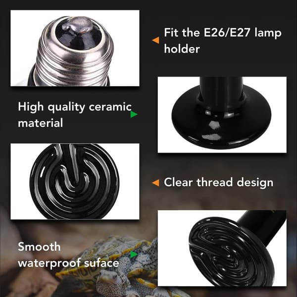 150W 1-pakning Keramisk Varmelampe for Reptiler