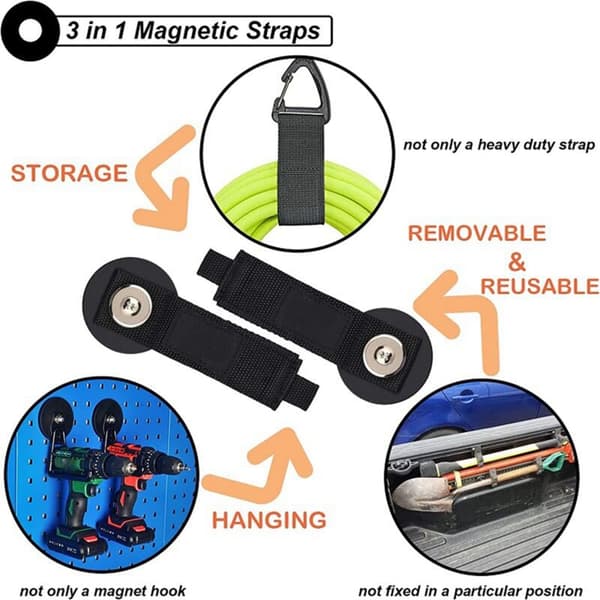 Heavy Duty Magnetic Hooks Anti-Scratch Utility Garage Hooks Heavy Duty Storage Strap Extension Cord Holder Tool Organizer