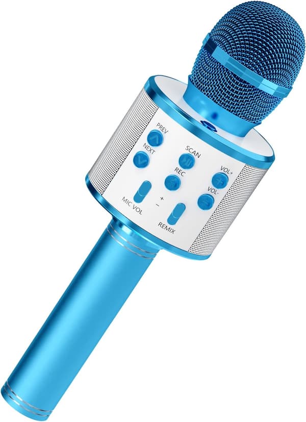 Karaoke-mikrofon med høyttaler - Blå