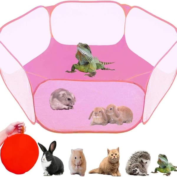 Liten dyreinnhegning, sammenleggbart lite dyrebur telt, rosa KLB
