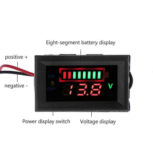 12V Voltmeter Spændingsmåler Blybatteri Kapacitetsindikator med Afbryder