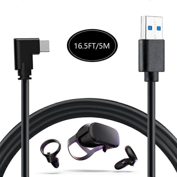 Oculus Quest VR Link -kaapeli, suorakulmainen C-tyyppi 3A pikalatausdatakaapeli, 5m/16,5ft