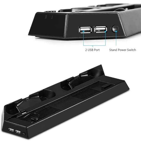 USB-vifte kjøler, dobbel ladestasjon, dokkingstasjon, 2-ports USB-hub