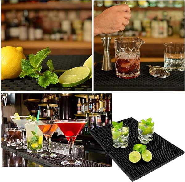 2 Pcs Bar Mat, Drip Mat for Bar Counter, Silicone Drip Mat, Silicone Dish Drying Mat, Environmentally Friendly Heat Resistant, for Cutlery Storage