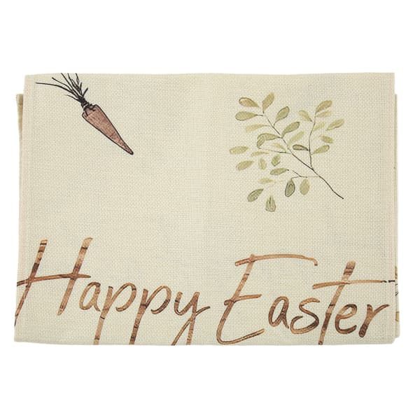 Happy Easter Table Runner Linen Rustic Spring Seasonal Table Decoration for Farmhouse Home Kitchen Party