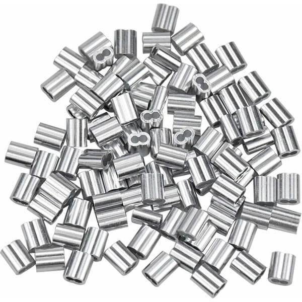 100 stk. aluminiumshylser, aluminiumshylser til wire, dobbelt aluminiumsklemme til wirer, flywire, sølv (1,5 mm / 0,0
