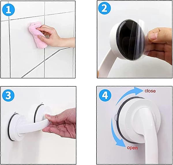 2 Pieces Super Strong Suction Cup Handles, Portable Suction Cup Door Handle, Large Glass Door