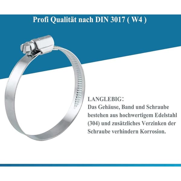 12 stk. rustfri stål slangeklemmer 32-50 mm båndbredde 9 mm - premium kvalitet iht. DIN 3017 (W4), rørforbindelse