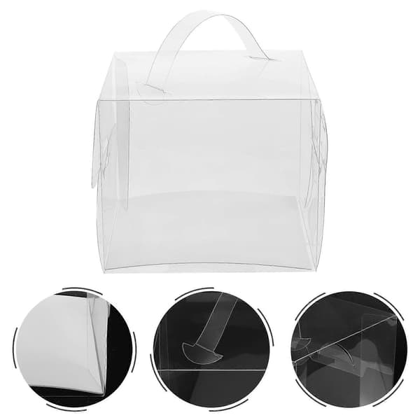 Portable Cake Boxes Transparent Cake Boxes with Handle for Storage 10 Pcs