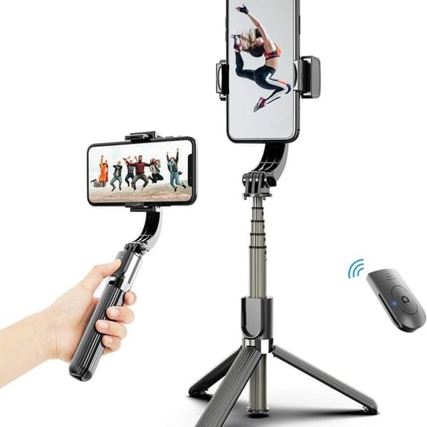 3-i-1 Telefon Gimbal Stabilisator Selfie Stick Stativ 86cm 5 Delar med KLB