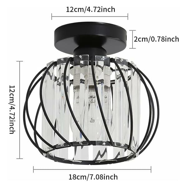 Modern Crystal Ceiling Light E27 LED Ceiling Lamp Mini Crystal Chandelier for Kitchen Dining Room Bedroom Hallway Entrance (Black)