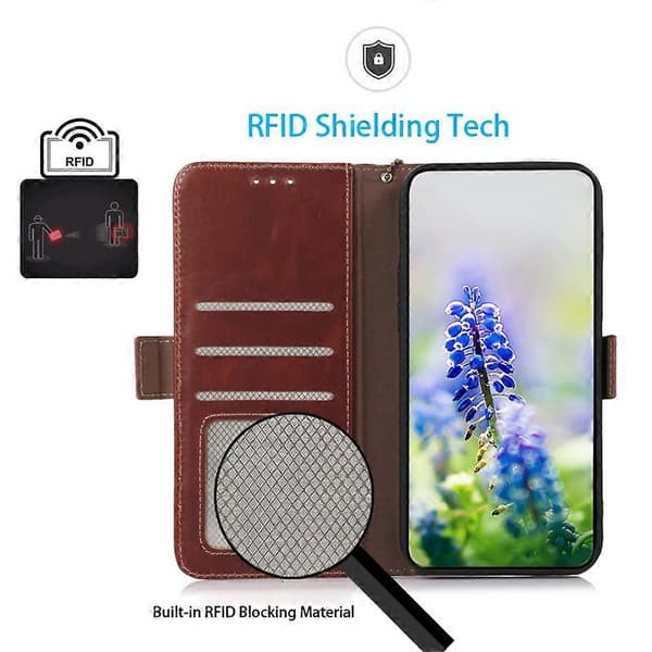 Compatible with Xiaomi 15T Pro Case RFID Genuine Cowhide Wallet Case-FX-