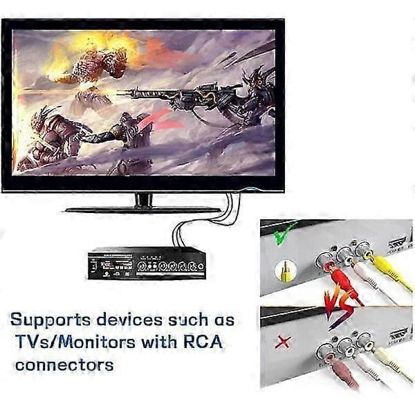 HDMI til RCA, HDMI til 3RCA-dekoder HD-konverteringskabel, rød gul hvit lydvideokabeladapter for TV HDTV DVD