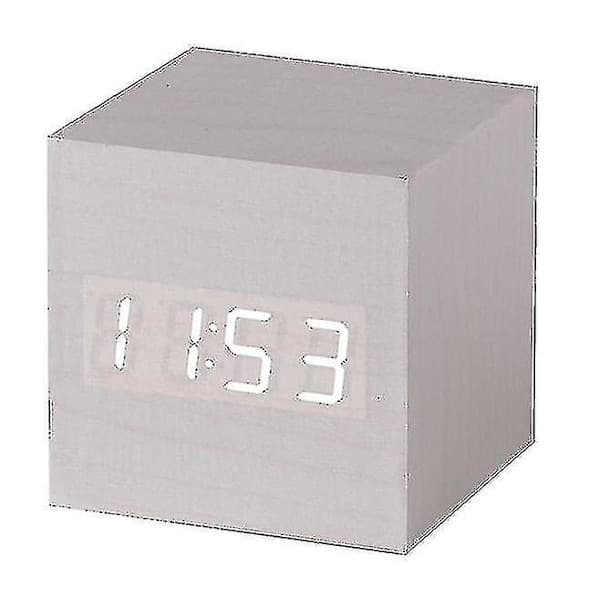 Gingko Cube LED Click Clock Vekkerklokke med Lydaktivering (Tid, Dato og Temperatur) Flere Farger Hvit hvit Hvit hvit White white
