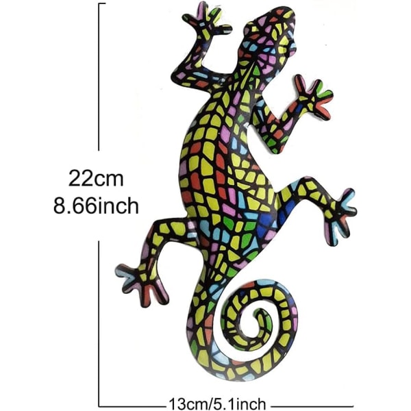 1 st gecko hängande metallväggdekoration, lämplig för inomhus- eller