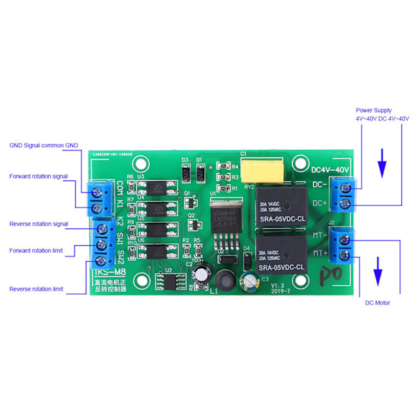 DC6.0V~40V DC Motor Forward/Reverse Rotation Controller CW CCW Reversible Switch