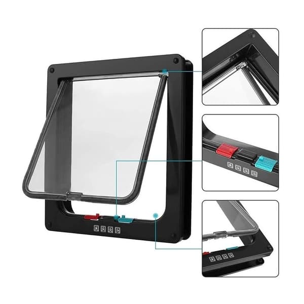 Smart kattelem dør hvid farve 25x23.5x5.3cm Praktisk til installation--