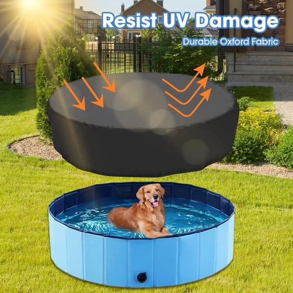 Poolskydd - Runt poolskydd - 160 * 30 cm - Poolskydd med dragsko - Poolskydd - Vattentätt Oxford poolskydd - För