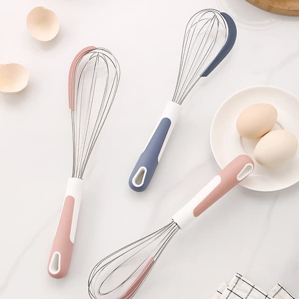 Balloon Whisk with Built-in Scraper - Easy to Clean, Easy to Use Blue Blue