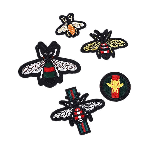 4 stk brodert bie-strykelapp broderi-applikasjon for DIY