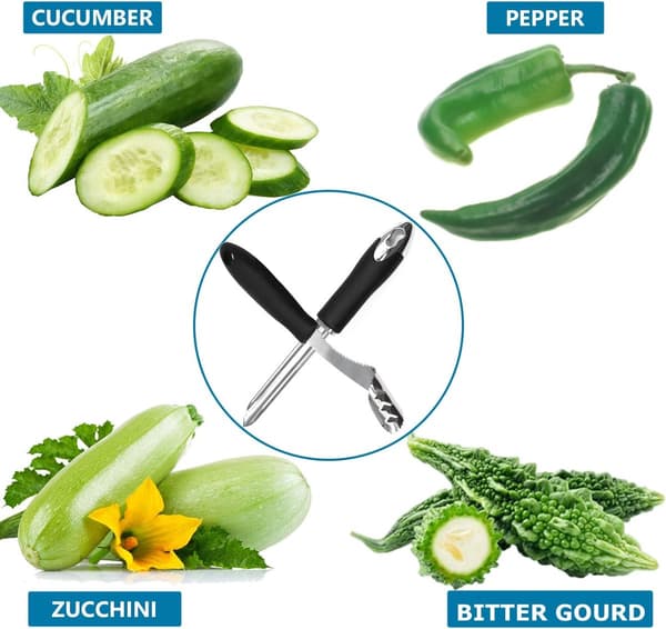 Jalapeno Pepper Corer, 2 deler, rustfritt stål med gummihåndtak