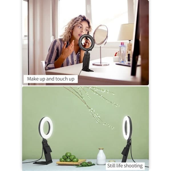 F601B Skrivebordslampe 2500-7000K Koldt Varmt Lys Madfoto Lampe Sammenklappelig Videokonference Computerlampe