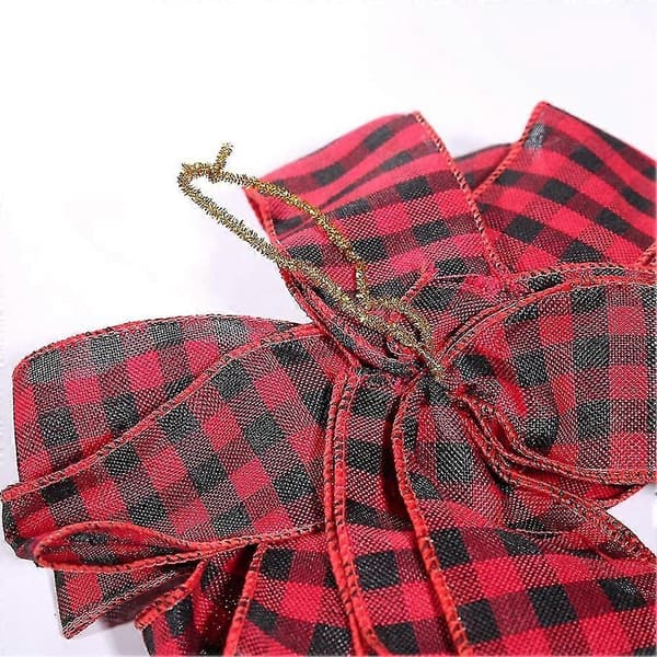 47 cm stor rød tartan jule-dekorationssløjfe julepynt juletilbehør