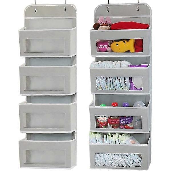 Door Storage Organizer, 4 Pockets, Foldable Fabric Hanging Organizer