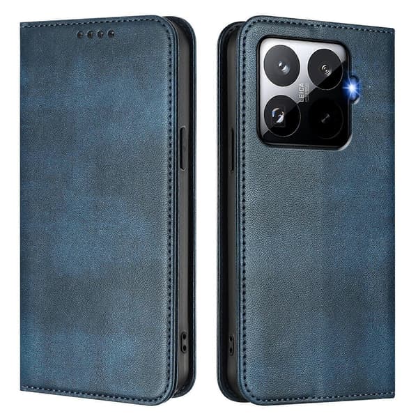 Plånboksfodral för Xiaomi 15T Pro Retro Textur Läder Telefonskal [DB] Blå Blue