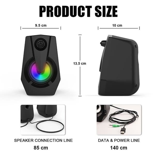 Computer Speakers, Stereo 2.0 USB Multimedia Speakers with