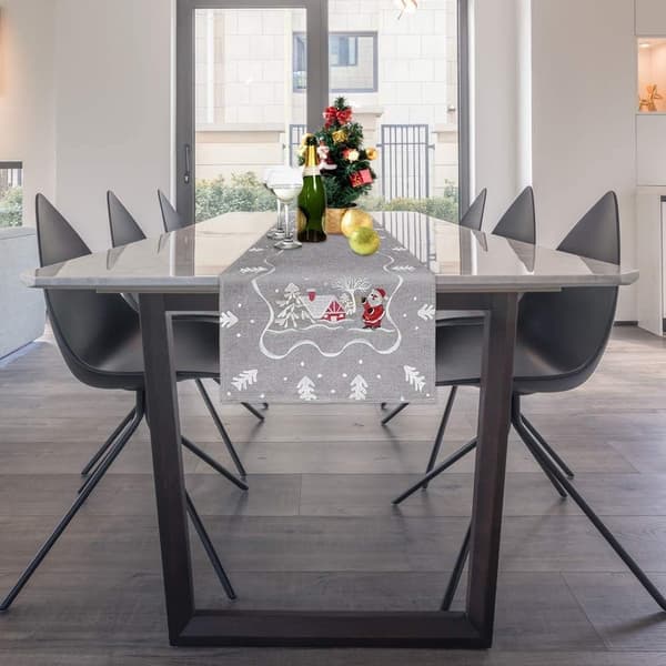 Bordløper Dekorativ Spisebordløper Snøfnugg Hjort til Juledekorasjon, Grå_yux grå grey