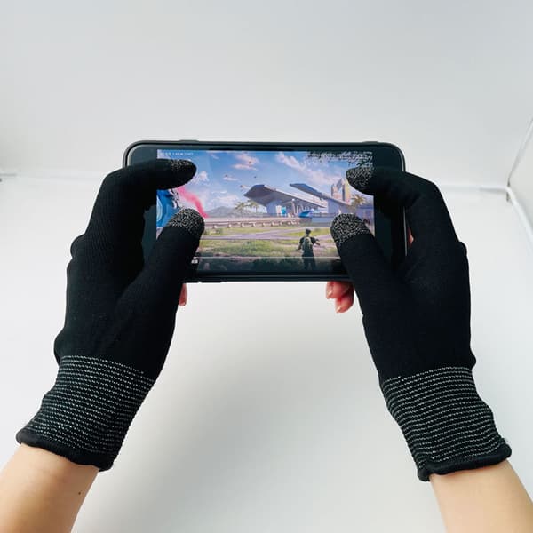 1 Pair Gaming Gloves Sweatproof Controller Touch Screen Gloves Silver Fiber Non-slip Breathable Finger Sleeve