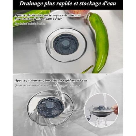 Vaskesisi og propkombination - Universal 3-i-1 rustfri stålskal med anti-tilstopningssi, nem installation til 70-75 mm