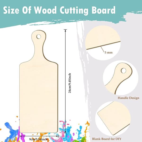 Mini Wooden Cutting Board with Handle Wood Craft Non-Mini Charcuterie Boards Paddle Blank Small Cutting Board