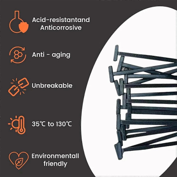 Universal Nylon Cable Tie Buckle, 10-100 Pin and Button Cable Ties Self-locking 100pcs 100pcs